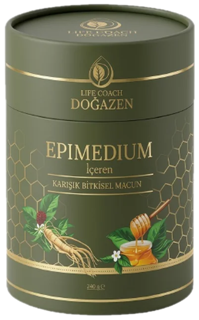 Epimedium içeren karışık bitkisel macun kutusu